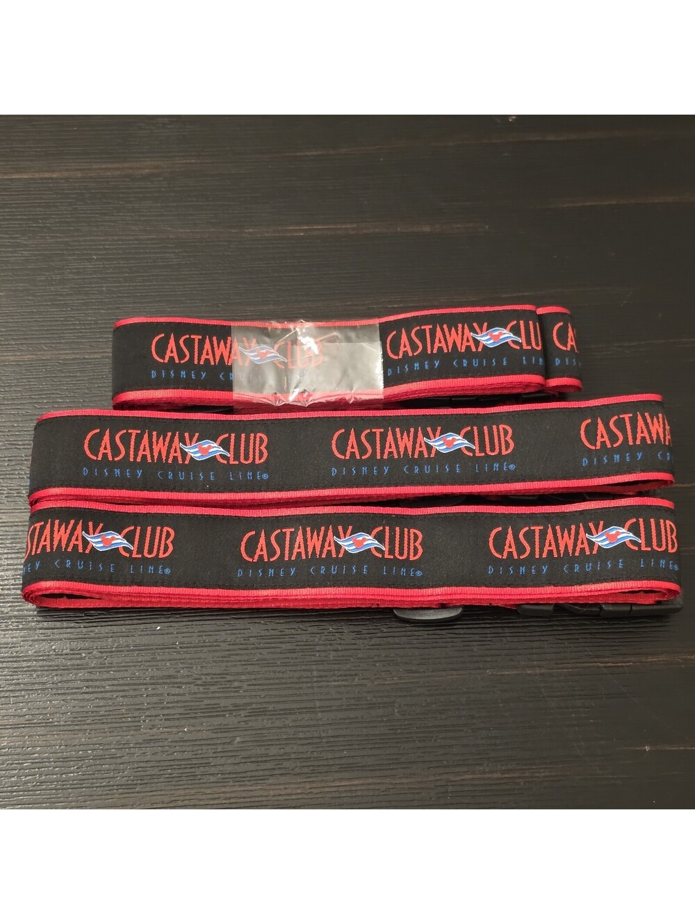 Disney Cruise Line Castaway Club Red Luggage Strap Set Of 3 Adjustable EUC